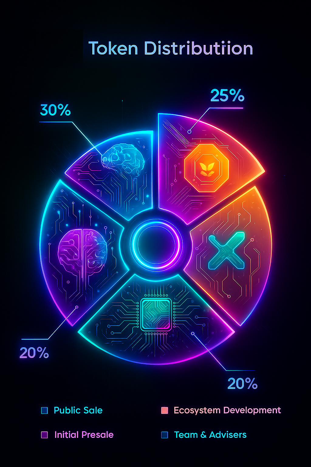 Pie chart of GROK87K token distribution